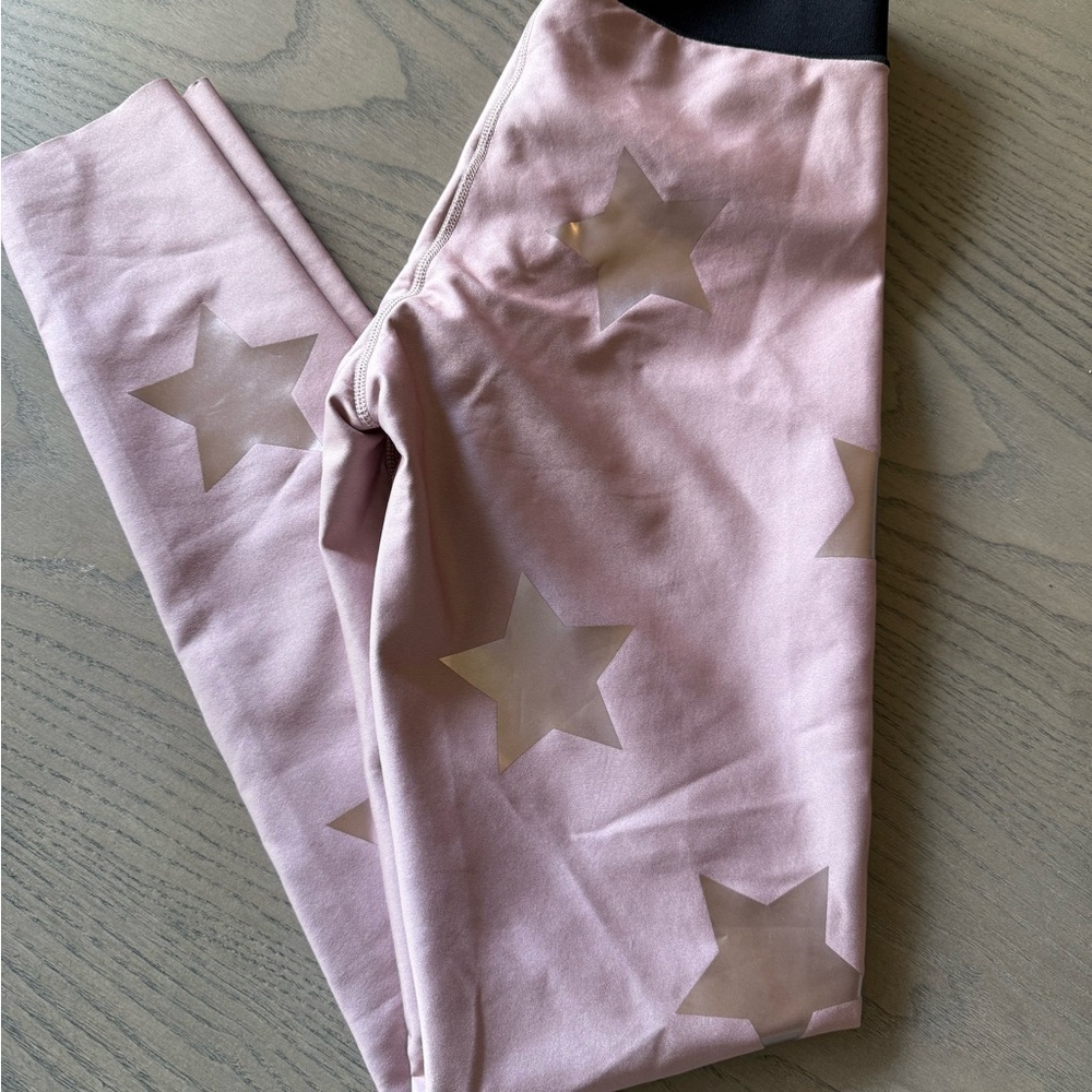 NWT- Ultracor light pink with metallic star Leggings - Picture 4 of 5